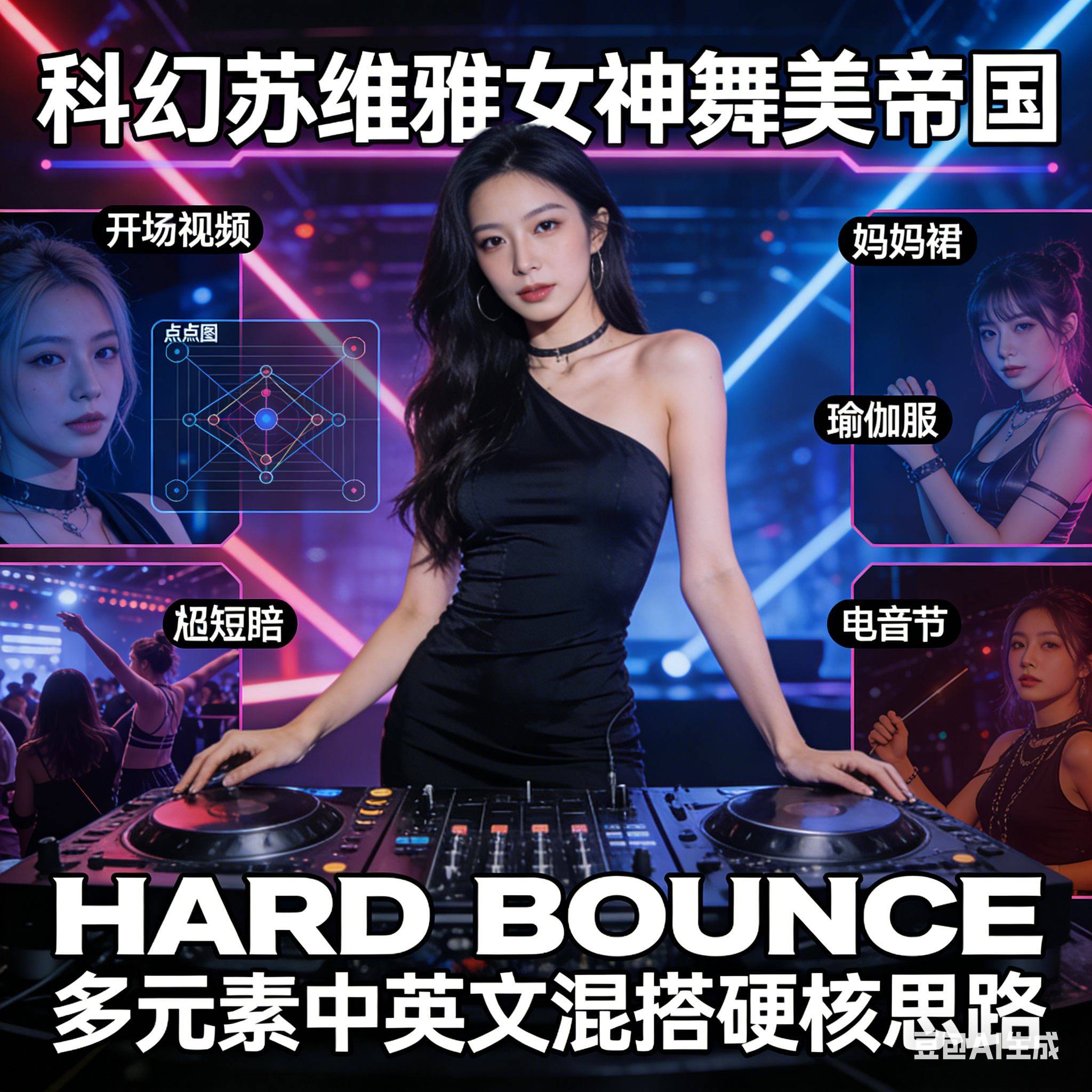激光派对 科幻苏维雅女神舞美帝国# 150-140-150 HARD BOUNCE多元素中英文混搭硬核思路（附开场视频、点位图）
