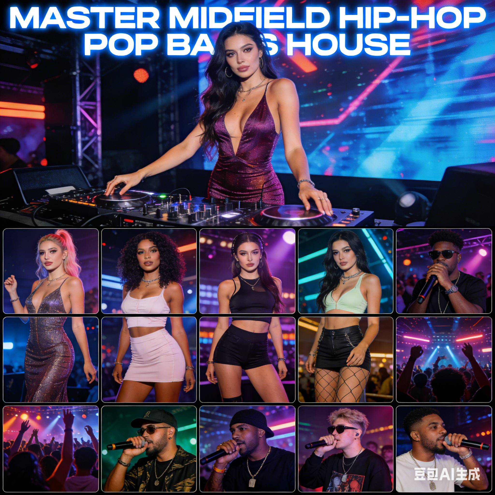 大师级中场演绎 HIP-HOP POP BASS HOUSE霓虹跳舞俱乐部炸场思路#超强说唱元素 氛围登顶