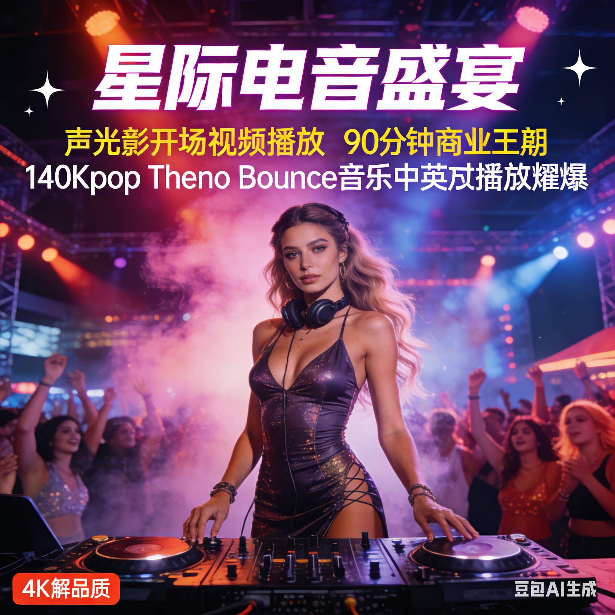 视听盛宴 星际灯光秀 90分钟商业王牌140Kpop Techno Bounce 中英穿插轰炸（附声光电开场视频）