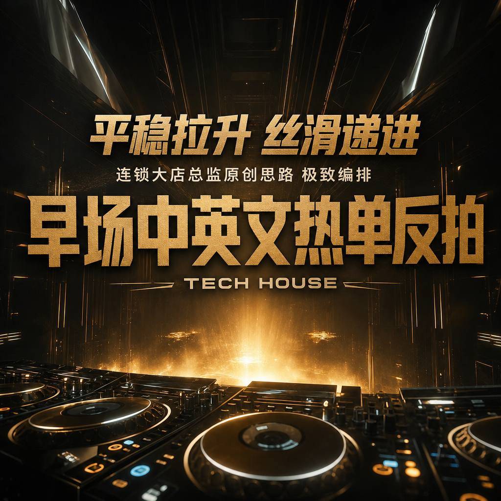 平稳拉升 丝滑递进 连锁大店总监原创思路 极致编排早场中英文热单反拍 Tech House 实战SET （带点位图）
