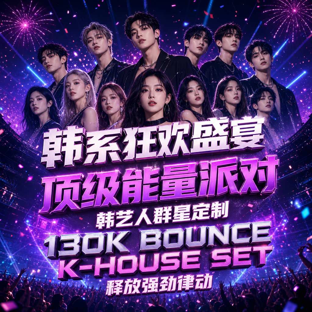 韩系狂欢盛宴 顶级能量派对 韩艺人群星定制 130K Bounce K-House Set 释放强劲律动