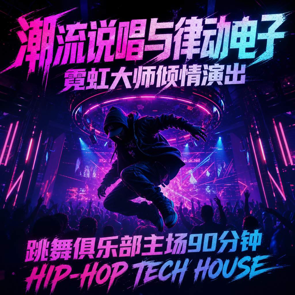 潮流说唱与律动电子 霓虹大师倾情演出 跳舞俱乐部主场90分钟 HIP-HOP TECH HOUSE 多元素思路 (含点位图)