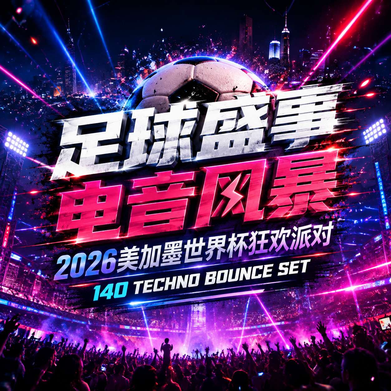足球盛事 电音风暴 2026美加墨世界杯狂欢派对 140 TECHNO BOUNCE SET (含开场视频素材+点位图)