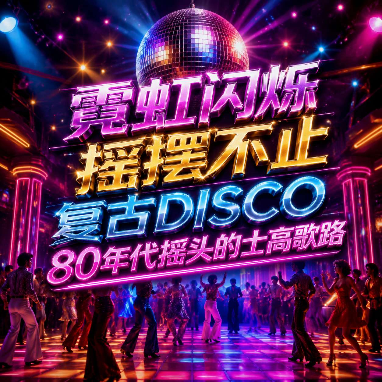 霓虹闪烁 摇摆不止 复古disco80年代摇头的士高歌路##沉浸式老式舞厅氛围